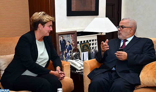 Il Capo del Governo marocchino, Abdelilah Benkirane con il Ministro dello Sviluppo economico italiano, Federica Guidi