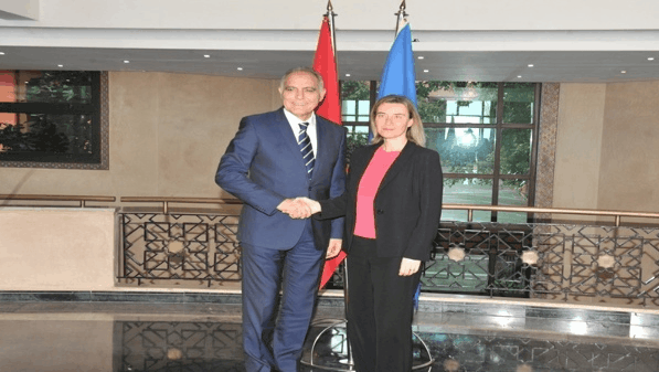 Il Ministro degli Affari esteri e della cooperazione, Salaheddine Mezouar e l’Alta rappresentante UE, Federica Mogherini